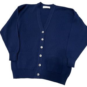 Vintage Pure Wool cable Knit chunky sweater, blue academia cozy layering v-neck